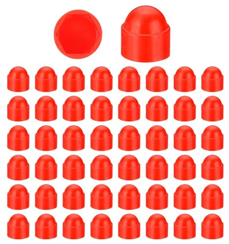PATIKIL 100 Pcs Hex Nut Cover, M10x17x21mm Nylon Screws Bolt Covers Caps Dome Acorn Hex Head Bolt Protection Cap for Screws Nut, Red