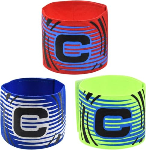Tinsellns Kaptensbindel fotboll – anförarbindel med kardborreband, justerbar storlek för barn, tonåringar och vuxna, elastiskt armband i multicolor för män och kvinnor (3 färger)