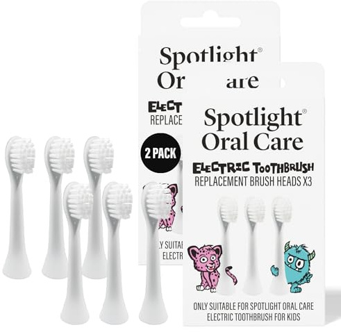 Spotlight Oral Care for Kids Sonic Electric Toothbrush Replacement Heads - 6X Pack - Made by Dentists | Ultra-Soft Brush Heads for Gentle, Effective Cleaning