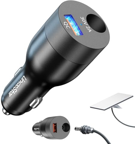 Starlink Mini Adaptador de Coche de 60 W de 12 V a 24 V CC, convertidor Elevador para Cable Oficial de 16 AWG 30 m, Adaptador Starlink Mini 12 V 2 en 1 Adaptador de Encendedor de Cigarrillos de Coche