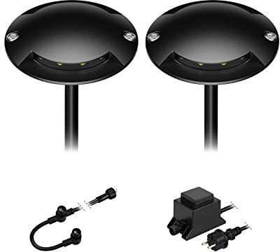 ledscom.de LED Boden-Aufbau-Leuchte Bunda schwarz, 2-flammig, für außen, befahrbar, warm-weiß, 2er Set
