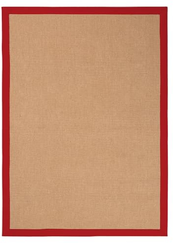carpetfine Sisalteppich Rot 80x150 cm | Moderner Teppich für Wohn- und Schlafzimmer