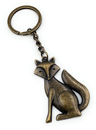 Onwomania - Animal Renard en Bronze Porte-clés - Porte-Bonheur en métal idéal comme Cadeau, par Exemple pour Le Meilleur ami, Le Meilleur ami, Maman - pour Hommes, Femmes et Enfants