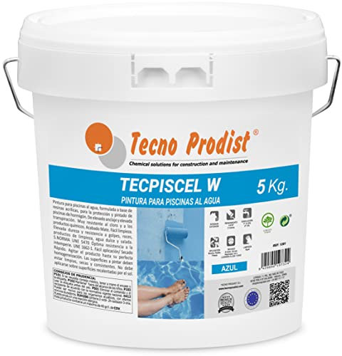 Tecno Prodist TECPISCEL W PINTURA PISCINAS AL AGUA (5KG) - Alta resistencia y durabilidad - Gran cubrición, flexibilidad, adherencia - Fácil Aplicación