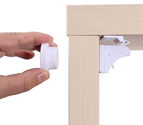 KIDIMAX® Magnetisches Schrankschloss, unsichtbare Kindersicherung für Schrank und Schubladen, ohne Bohren und Schrauben, Sicherung, Türschloss - 10 Schlösser + 2 Schlüssel