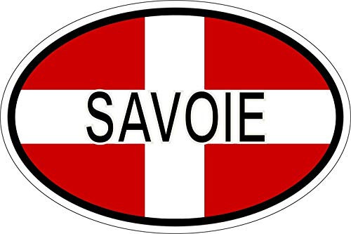 Akachafactory Autocollant Sticker Ovale Oval Drapeau Code Pays Savoie Savoyard