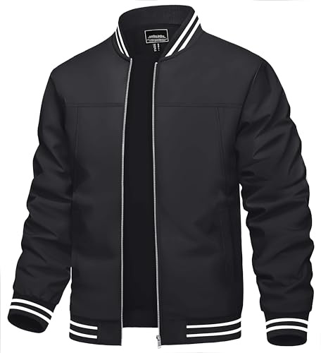 TACVASEN Men Black Jacket Casual Mens Jackets Casual Stylish Lightweight Lightweight Track Jacket Mens Windbreaker Jackets