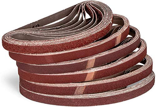 Lot de 96 bandes abrasives professionnelles en tissu - 13 x 451 mm - 16 x grain 40-60 - 80-120 - 180-240 - Compatible avec les limes Black&Decker® Powerfeile, papier abrasif, kit de bandes abrasives