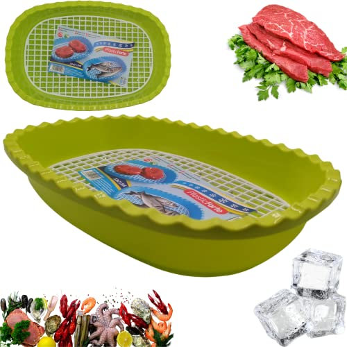 Bandeja Descongelar Alimentos Recipiente Plástico Rejilla Descongelación Rápida (Verde)