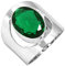Jeweloporium 925 Sterling Silber Ringe für Damen Größe 69(22.0) Grün Smaragd simuliert Edelstein Solitär Silber Ringe Freundschaftstag Geschenk Kostüm Schmuck