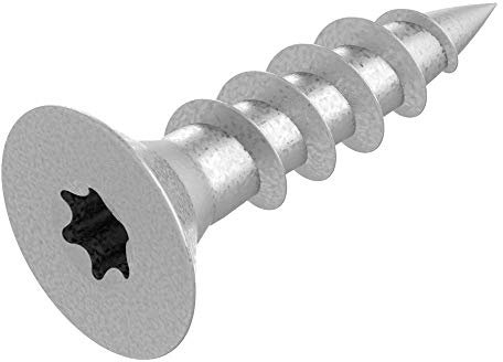 Tornillo SECCARO para aglomerado 4 x 16 mm, acero galvanizado, tornillo para madera con rosca completa, TX/hexalobular, 500 piezas