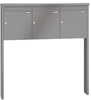 RENZ/Tetro / 3er Freistehende Briefkastenanlage Standbriefkasten/RAL-Farbe 9007 Volumen 23 L/zum Einbetonieren/Dein-Briefkasten.de