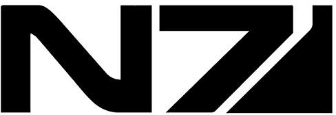 SCSHY Auto-Aufkleber 15X4.9Cm Mass Effect N7 Kleben Originalität Autoaufkleber Vinyl Aufkleber Schwarz/Silber Auto-Styling