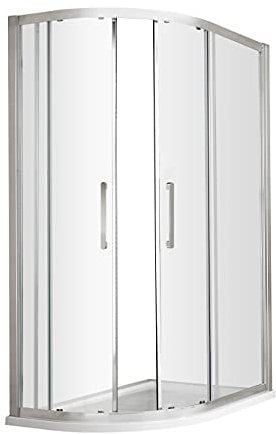 Hudson Reed M1080QH4 Apex Modern Bathroom EasyFit Offset Quadrant Shower Enclosure with 8mm Toughened Safety Glass and Round Handles, 1000mm x 800mm, Polished Chrome