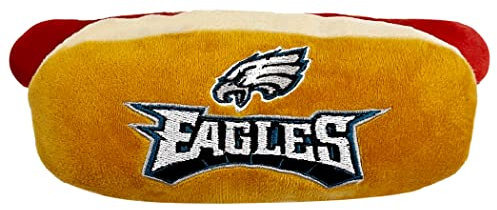 Pets First NFL Philadelphia Eagles Hot Dog Plüsch Hund & Katze Quietschspielzeug - Niedliches Hot-Dog Snack Plüschspielzeug für Hunde & Katzen mit Innenquietscher & schönem Fußballteam Name/Logo