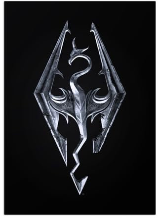 Displate Offiziell Elder Scrolls Skyrim MetallPoster Magnetische Befestigung Inklusive Lizenziert Bilder Hochwertiges Poster Skyrim Key Art - Skyrim Symbol Poster 45 cm x 32 cm