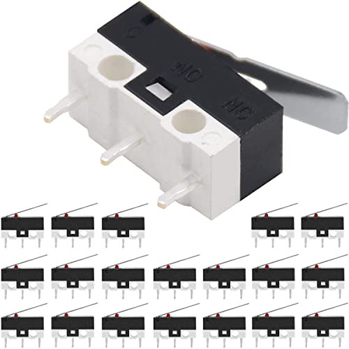 DAOKAI 20PCS Micro Finecorsa NO + NC Cerniera a leva dritta 3PIN 125V 1A Mouse Micro Pulsante a sfioramento Interruttore momentaneo Nero