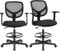 SONGMICS Fauteuil de Bureau, Lot de 2, Chaise en Toile, Siège Ergonomique, Tabouret, avec Repose-Pieds Réglable en Hauteur, Pivotant sur 360°, pour Bureau Debout, Noir OBN25BK-2