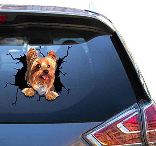 Camellia Print Yorkie-Aufkleber für Autofenster, Yorkshire Terrier, wasserdicht, UV-beständig, lebendiges Design, einfache Anwendung und lange Haltbarkeit. (Yorkie Wandaufkleber)