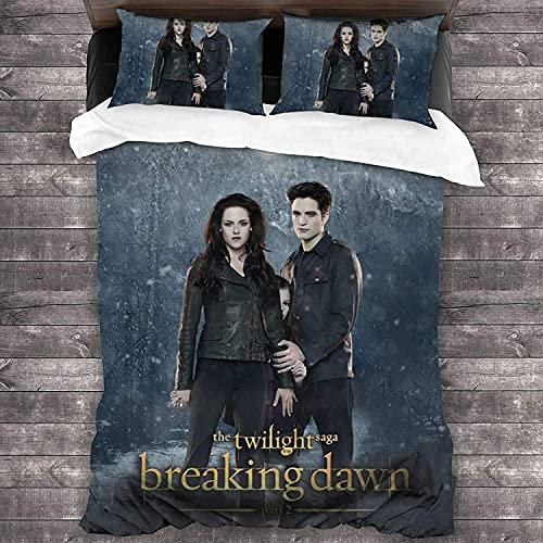 ANSSON Kinder Bettwäsche-Sets Vampire Mikrofaser Bettbezug Twilight Schlafzimmer dekorative Bettwäsche mit 2 Kissenbezug Unisex (Twilight3, 135x200cm+80x80cmx2)