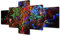 Bunter Azteken-Kalender, Leinwand, Wandkunst, Gemälde, antikes Mexiko, Wanddekoration für Wohnzimmer, Bilder, Druck auf Leinwand, 5 Paneele, Maya, gerahmt, Dekorationen, 127.7 cm Bx6124 cm