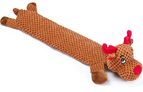 Senneny No Stuffing Dog Christmas Toys with Squeakers, Crinkle Xmas Plüsch Hundespielzeug für Große, Mittlere Kleine Hunde, Langlebiges Interaktives Hundespielzeug für Welpen, Rentier