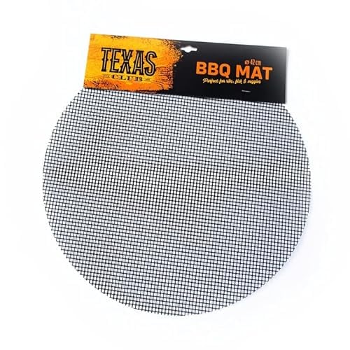 Texas Club BBQ Grillmatte, langlebig, hitzebeständig, antihaftbeschichtet, wiederverwendbare Kochmatte für Grills, 42 cm Durchmesser