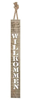 SeasideNo.64 - maritimes Holzschild - rustikales Treibholzschild mit Willkommen - Garten, Naturprodukt Dekoration - Wohndekoration - Aufhängung am Tau 78 cm