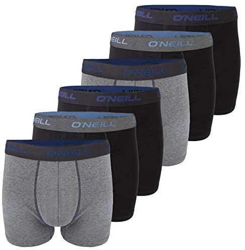 O'Neill Boxershorts Herren 6er Pack Baumwolle Uni Sport Boxer Männer Basic Trunk Unterwäsche, Größe:XXL, Vorteilspacks:6X Grey Charcoal Black (7007)