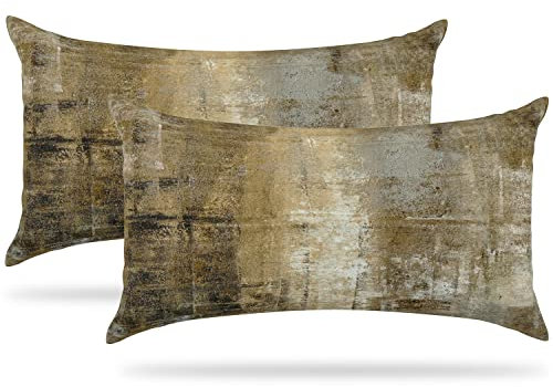 Suesoso Dekorative Kissenbezüge, 30,5 x 50,8 cm, 2 Stück, moderne Heimkunst, abstrakte Malerei, braungrau, Kissenbezüge für Sofa, Schlafzimmer, Wohnzimmer, quadratische Kissenbezüge