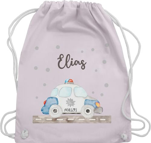 Turnbeutel Rucksack - Polizei Blaulicht Bundespolizei Polizeiauto Polizist - Unisize - Pastell Rosa - kindergarten polizisten name sportbeutel junge polizistin auto tasche für kinder stofftasche
