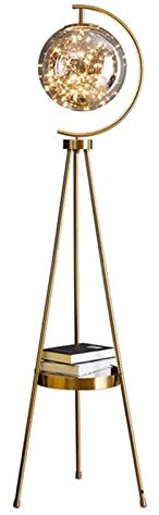 INDYAH Standard Lamps Living Room, Tripod Floor Lamp Modern for Living Room Studying Light - Metal Chrome Standing Lamp with Spherical Glass Lamp Shade Three Colors Adjustable for Bedroom/Smoke Grey