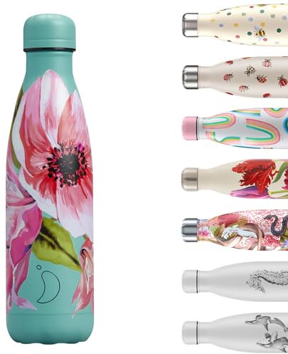 Chilly's Water Bottle - Stainless Steel and Reusable - Leak Proof, Sweat Free - Anemone Floral, 500ml