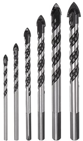 sourcing map 6Stk Mauerwerk Bohrspitze Set 5/32 bis 1/2 Beton Bohrkronen mit Karbid Spitze Keramik Bohrspitze Set für Glas Beton Marmor Plastik Ziegel Fliese Holz und Zement