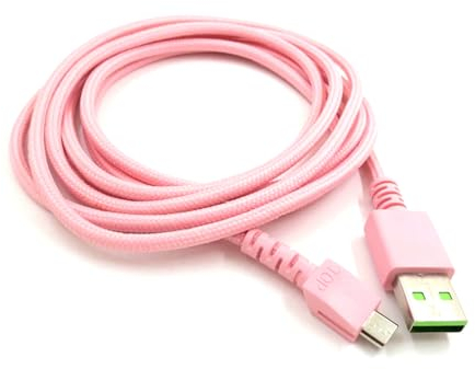 Yaowanguan USB Quick Charging Cable for Razer Naga Pro/DeathAdder V2 Pro/Viper Ultimate/Basilisk Ultimate Gaming Mouse,Replacement Micro USB Charger Cable Wire(Pink)