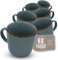 Service de Table 6 Personnes - Ensemble de 6 Mugs Rustic en Grès Lavables en Lave-Vaisselle - Design Moderne pour Café et Thé - Vaisselle Artisanale Pure Living en Bleu Fumé