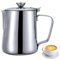 Jarra Para Espumar Leche De Acero Inoxidable Con Tapa E Agarre Cómodo, Taza De Acero Inoxidable Taza De Café Diseño De Caño Antigoteo Perfecta Para Café Coffee Art Para Oficina Cocina(350ML)