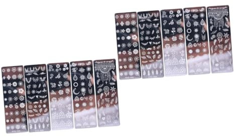 POPETPOP 2sets Nail Art Stamping Templates Nail Flowers Stencils for Diy Manicure 5pcs*2