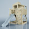 Rebo Spielturm aus Holz mit Wellenrutsche | Outdoor Klettergerüst mit Plattform, Spielhaus, Kletterwand, Sandkasten und Kleterseil