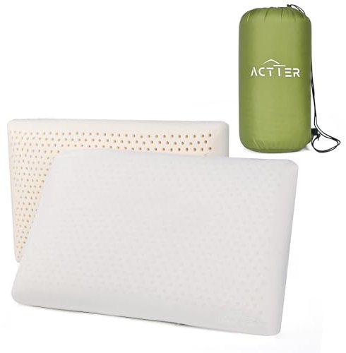 Queen Naturlatex-Schaumkissen mit waschbarem Bezug aus Bio-Baumwolle, kein Kunststoff, weich, aber nicht flauschig, geeignet für Rücken- und Seitenschläfer, 1 Stück (Queen-Size-Bett, 70 x 40 x 14,6