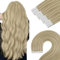 YoungSee Tape Extensions Echthaar Blond Echthaar Tape in Extensions 55cm Goldblond mit Blond Echthaar Extensions Tape Haarverlangerung Echthaar Tape Hair Extensions Tape in Skin Weft 50g #16/22