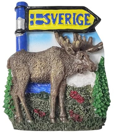 Wedarego Schweden 3D-Kühlschrankmagnet Elch, Souvenir, Geschenk, Kunstharz, handgefertigt, Schweden-Kühlschrankmagnet, Heim- und Küchendekoration, Kollektion