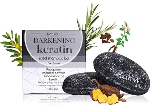 Bamboo Charcoal Shampoo Bar, Hair Darkening Shampoo Bar for Hair Growth Grey Hair Reverse Bar for Nourishing Volumizing Strengthening Repair Dry Damaged