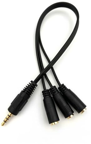 Qczhiwen 3.5mm Headphone Splitter 1 to 3-Ways 3.5mm (1/8) TRRS 4-Pole Gold Plated Male to 3-Female Stereo Jack Splitter Audio Cable Connectors 30cm