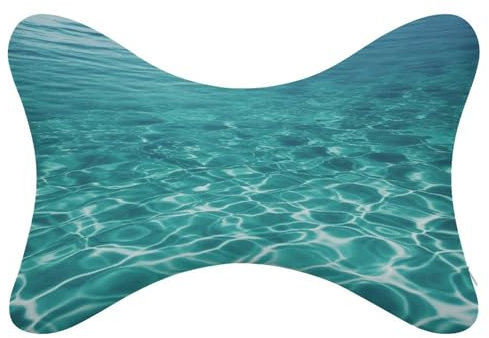 YJWANDO Auto Knochen Kissen Blau Aqua Pool Wasser Druck Kern Nackenstützkissen Autositz Kopfkissen Stützendes Nackenkissen Kopfstütze Kissen