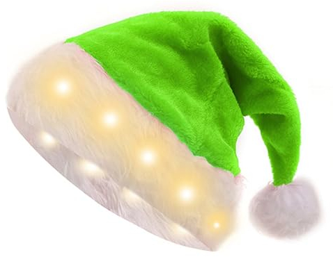 PANFHGFG Leuchtende Weihnachtsmütze mit bunten/warmen LED-Lichtern für Neujahrsfest, Weihnachtsmannmütze für Neujahrsgeschenk, 5 Stück