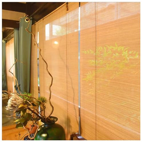 Yiustldd 100x150cm, Außenrollos, Bambusrollos mit Lichtfilterung, Raffrollos, natürliche Retro-Bambusrollos, Verdunkelungsrollos für Fenster, für Terrassenpergolen, benutzerdefinierte Farbe/Größe