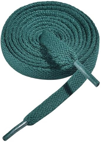 Gendewiner 1 Paar 130cm Lang Schwarzgrün Schnürsenkel 8mm Breite Flach Schuhbänder Shoe Rope Laces für Converse Adidas Asics Schlittschuhe Vans Air Force 1 Chucks Sneaker Veja Laufschuhe