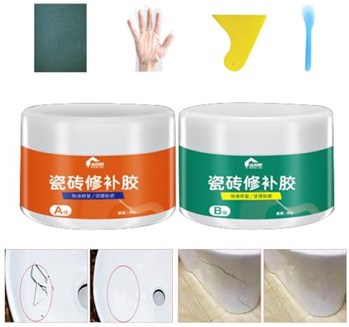 Kit de reparación de baldosas cerámicas, kit de reparación de fibra de vidrio para bañera | Kit de reparación de baldosas para baño - Reparación de fregadero de porcelana, juego de reparación