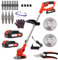 Electric Grass Trimmer, Lawn Mower, Trimmer 90° rotating head, Retractable Electric Garden String Trimmer, 2 * 21V batteries, 4 accessories, suitable for trimming outdoor lawns and shrubs
